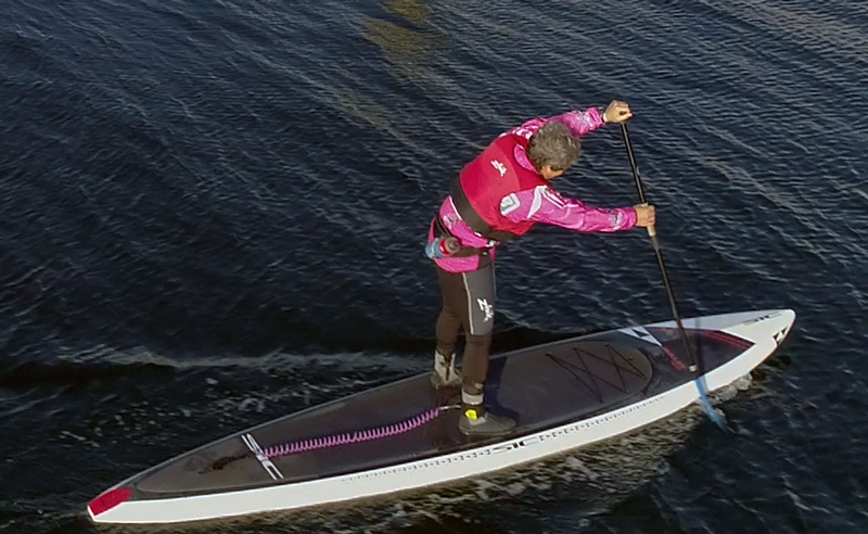 Paddling SIC SUP photo from drone by Paul Cronin Studios