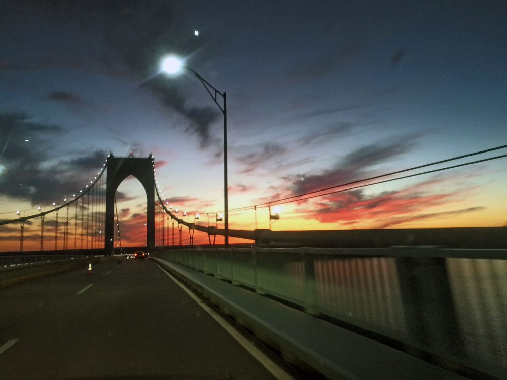 Newport bridge sunset
