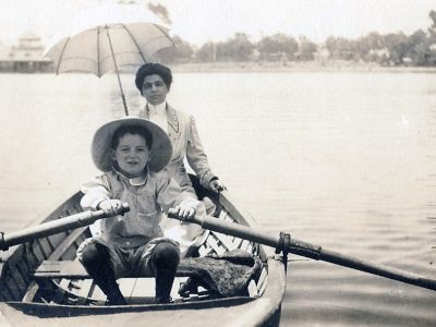 young boy rowing